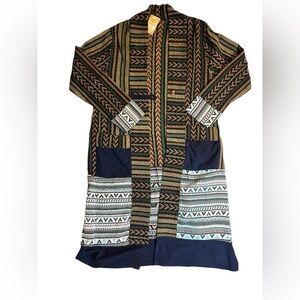 Kathmandu Imports Handwoven Thai Fabric Long Duster Jacket NWT